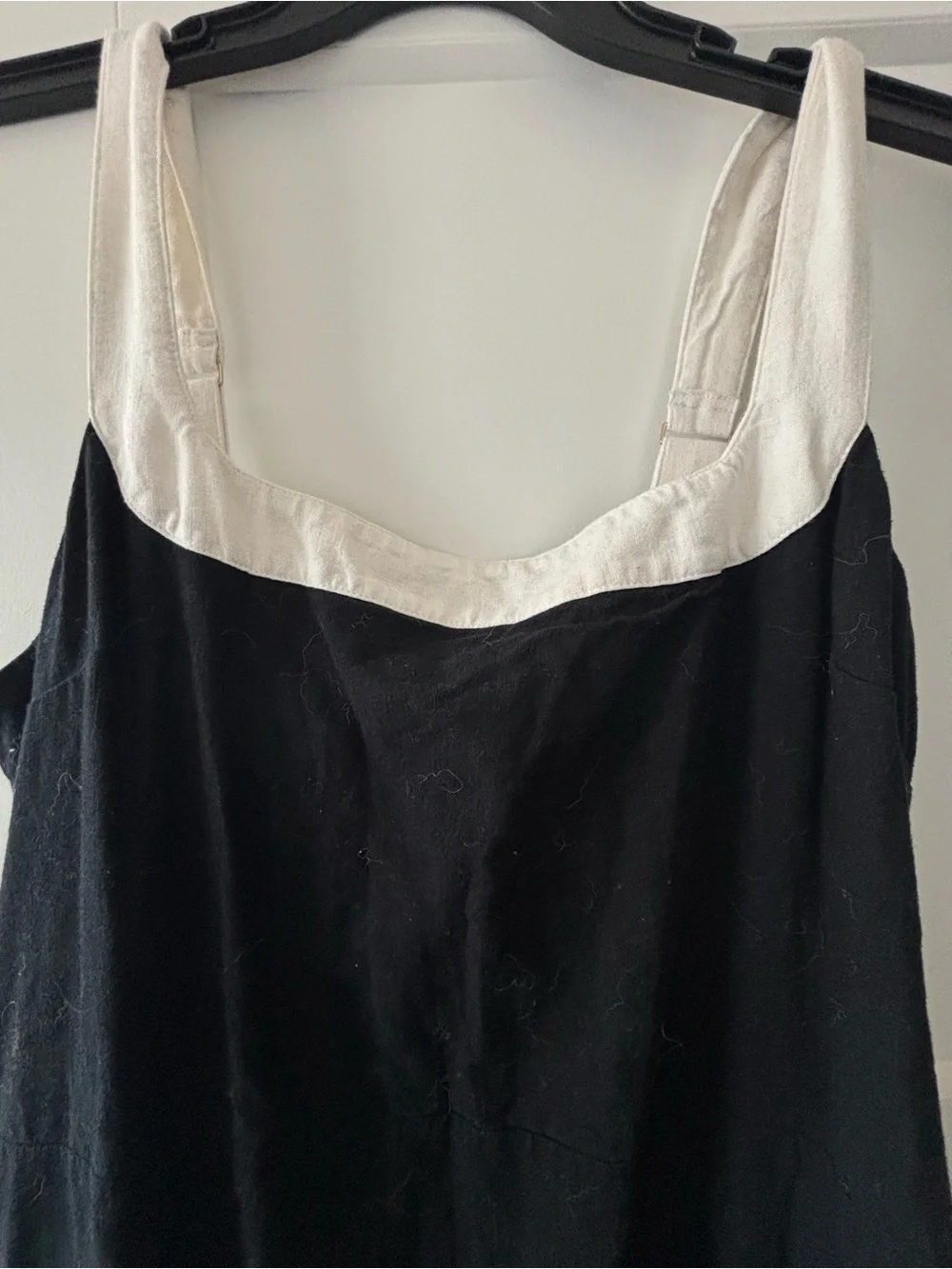 Abercrombie & Fitch Black Linen Dress with Cream Trim XLT